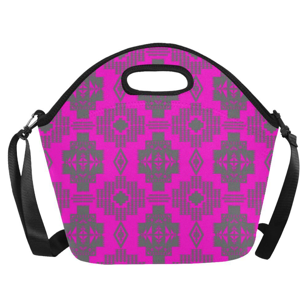 Light Gray with Sunset Large Insulated Neoprene Lunch Bag That Replaces Your Purse (Model 1669) Neoprene Lunch Bag/Large (1669) e-joyer