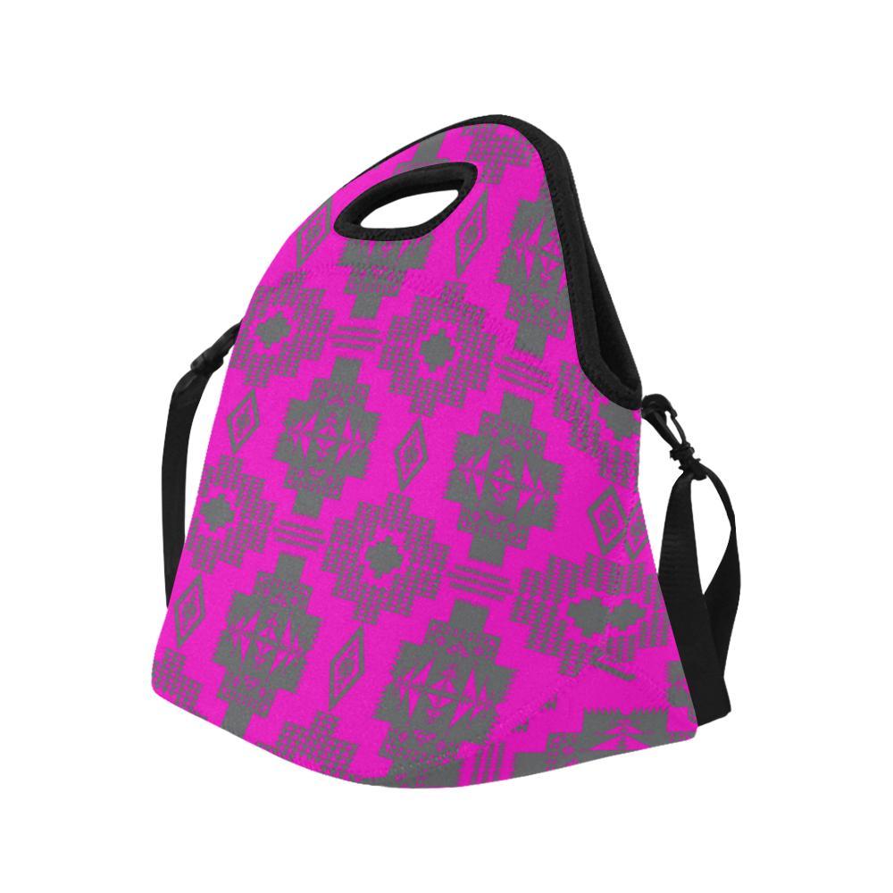 Light Gray with Sunset Large Insulated Neoprene Lunch Bag That Replaces Your Purse (Model 1669) Neoprene Lunch Bag/Large (1669) e-joyer