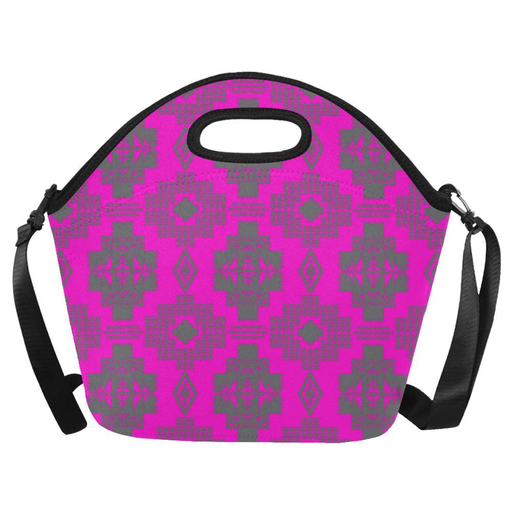 Light Gray with Sunset Large Insulated Neoprene Lunch Bag That Replaces Your Purse (Model 1669) Neoprene Lunch Bag/Large (1669) e-joyer