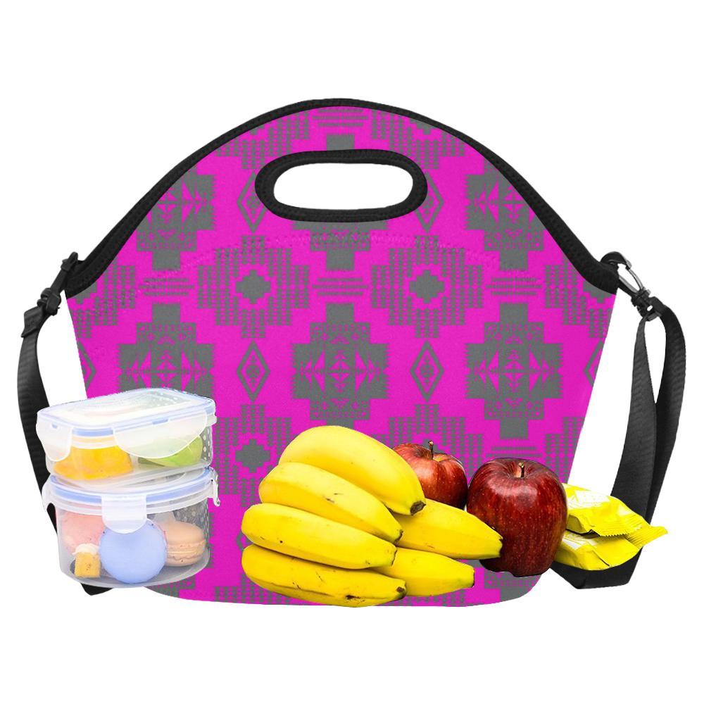 Light Gray with Sunset Large Insulated Neoprene Lunch Bag That Replaces Your Purse (Model 1669) Neoprene Lunch Bag/Large (1669) e-joyer