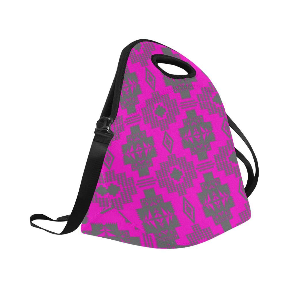 Light Gray with Sunset Large Insulated Neoprene Lunch Bag That Replaces Your Purse (Model 1669) Neoprene Lunch Bag/Large (1669) e-joyer