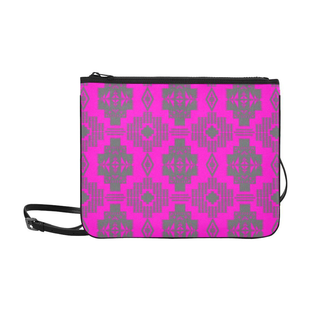 Light Gray with Sunset Slim Clutch Bag (Model 1668) Slim Clutch Bags (1668) e-joyer