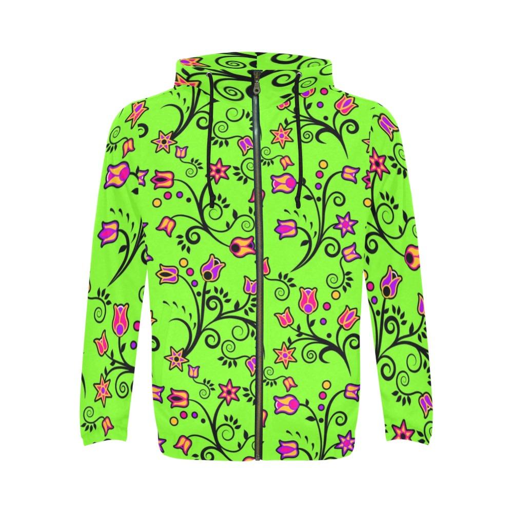 LightGreen Yellow Star All Over Print Full Zip Hoodie for Men (Model H14) hoodie e-joyer