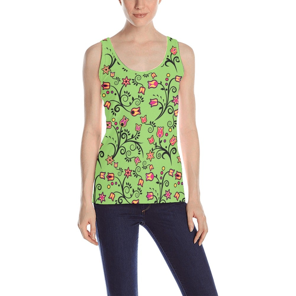 LightGreen Yellow Star All Over Print Tank Top for Women (Model T43) All Over Print Tank Top for Women (T43) e-joyer