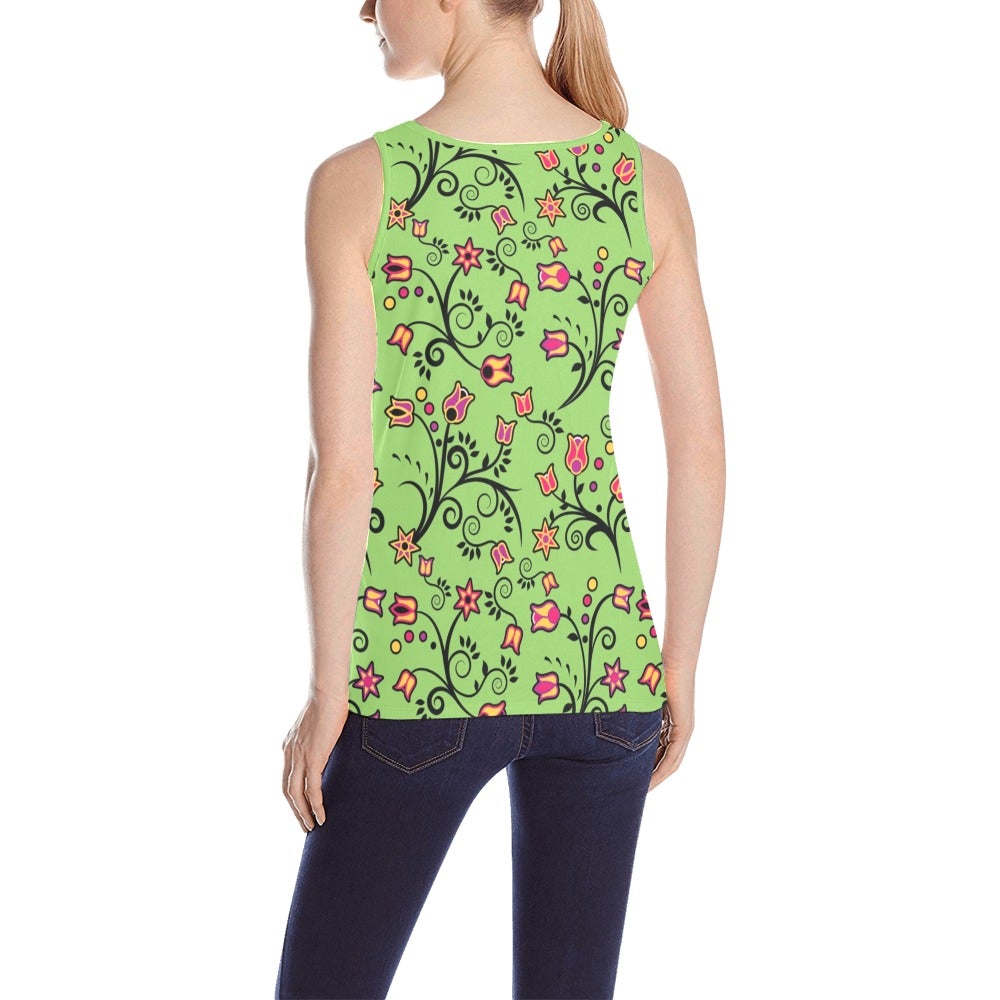 LightGreen Yellow Star All Over Print Tank Top for Women (Model T43) All Over Print Tank Top for Women (T43) e-joyer