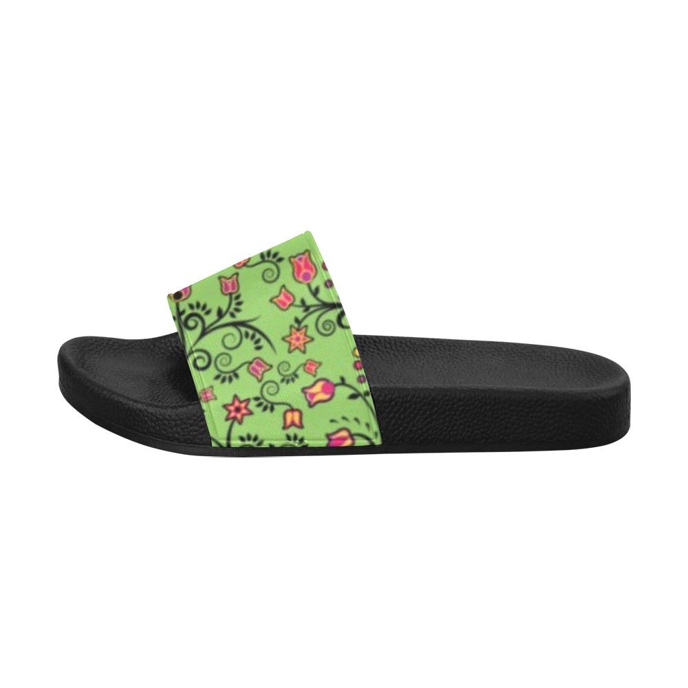 LightGreen Yellow Star Men's Slide Sandals (Model 057) Men's Slide Sandals (057) e-joyer