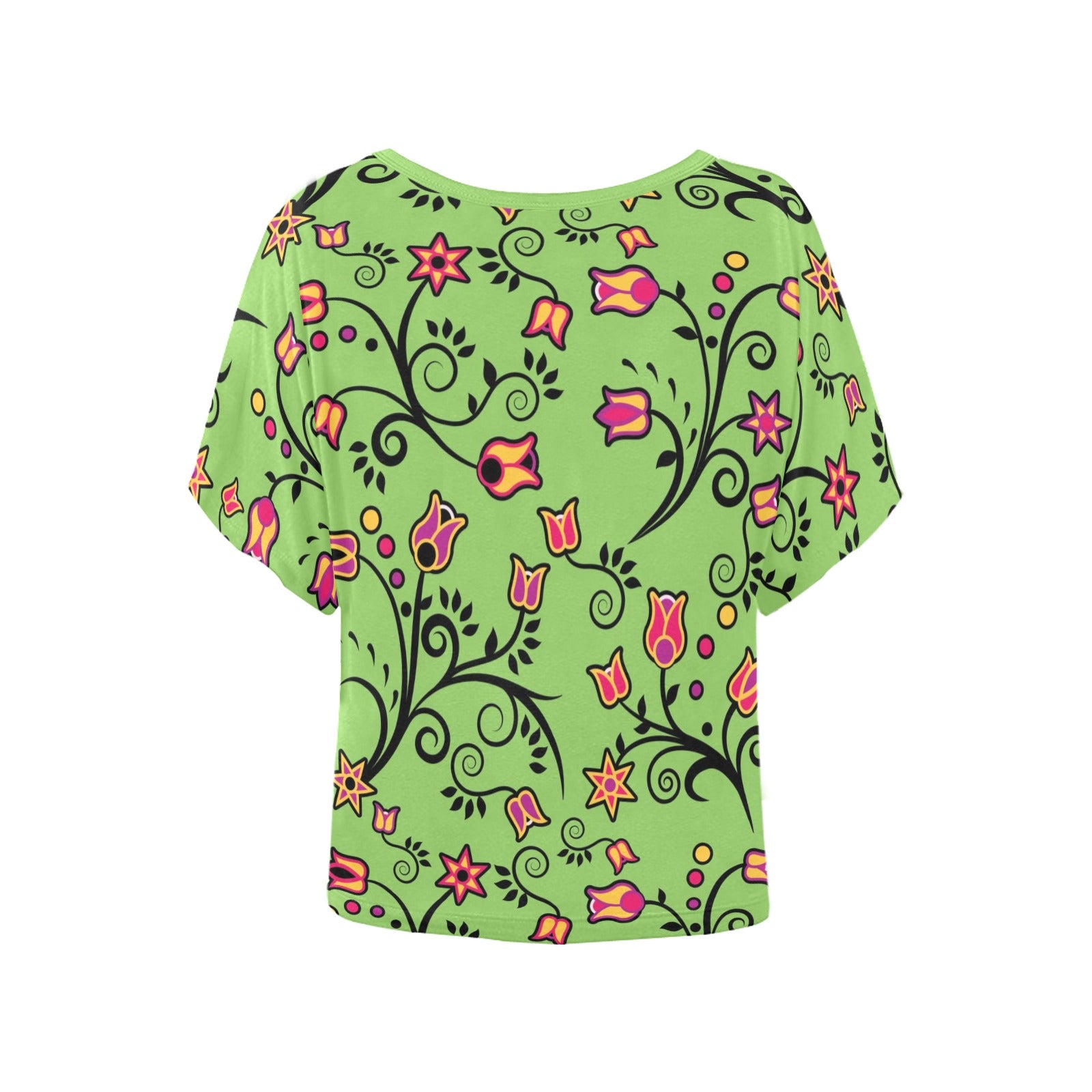 LightGreen Yellow Star Women's Batwing-Sleeved Blouse T shirt (Model T44) Women's Batwing-Sleeved Blouse T shirt (T44) e-joyer