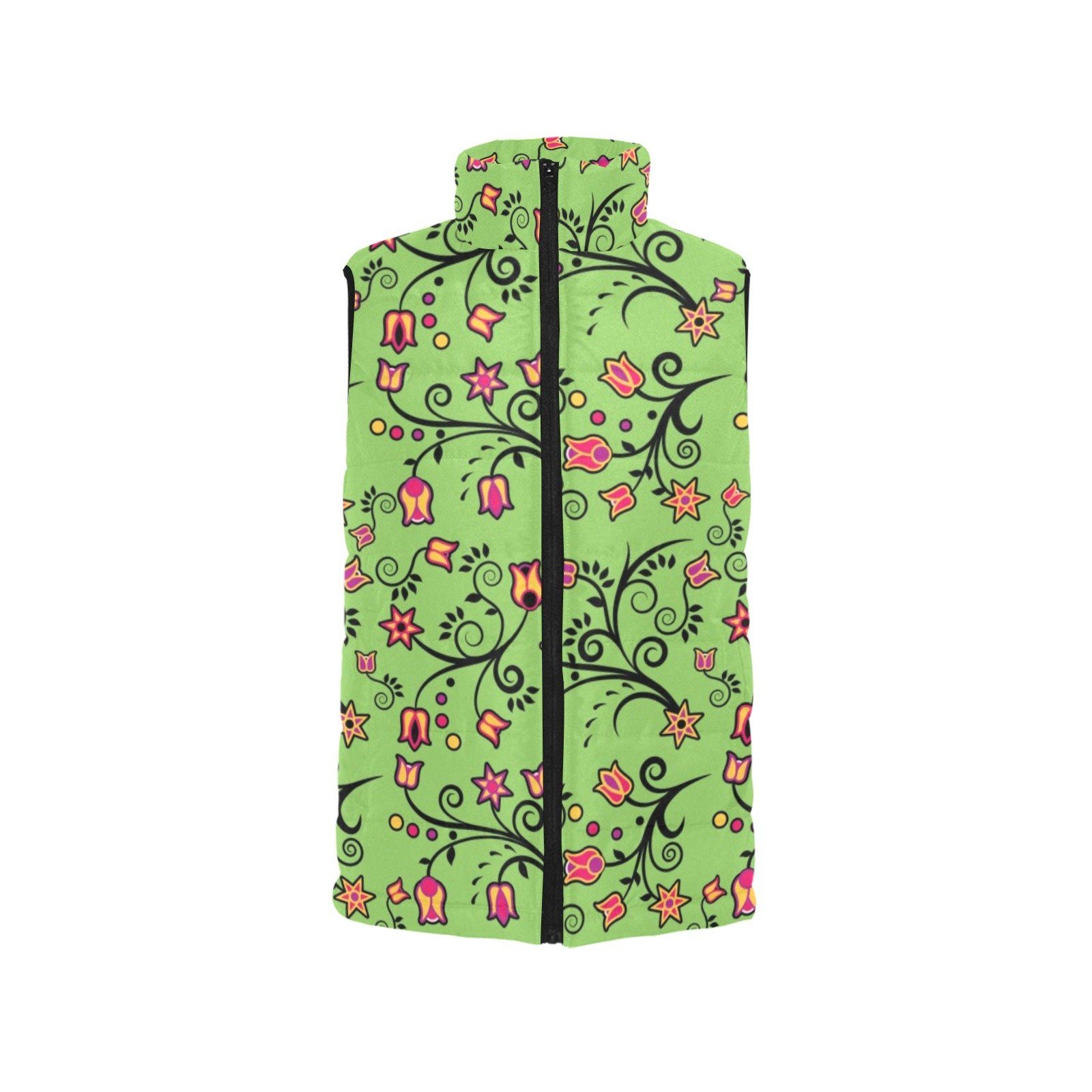 LightGreen Yellow Star Women's Padded Vest Jacket (Model H44) Women's Padded Vest Jacket (H44) e-joyer