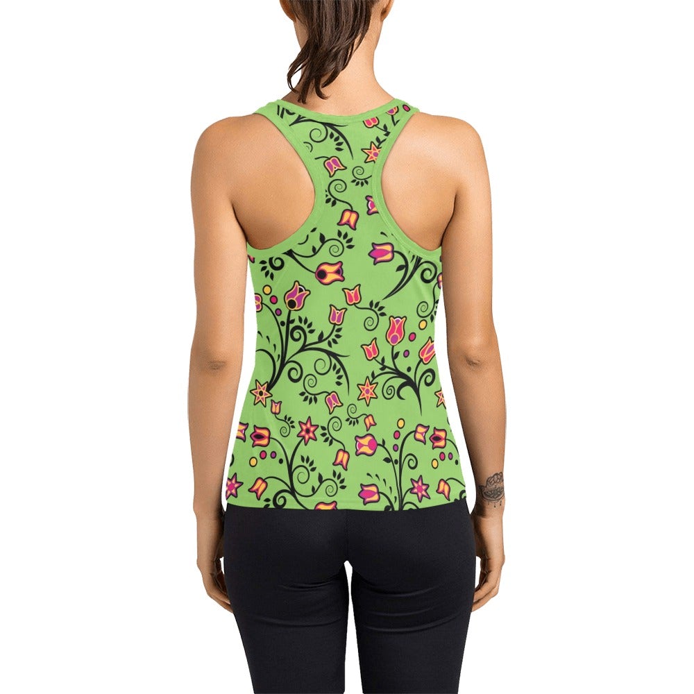 LightGreen Yellow Star Women's Racerback Tank Top (Model T60) Racerback Tank Top (T60) e-joyer