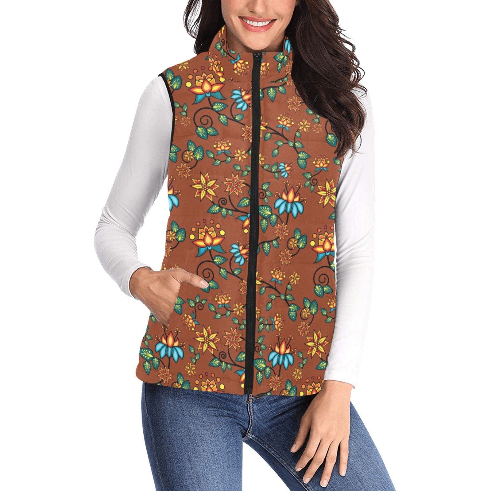 Lily Sierra Women's Padded Vest Jacket (Model H44) Women's Padded Vest Jacket (H44) e-joyer
