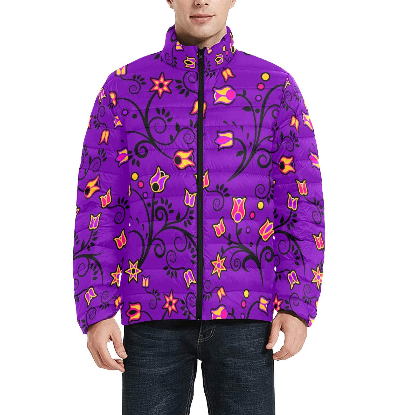Lolipop Star Men's Stand Collar Padded Jacket (Model H41) Men's Stand Collar Padded Jacket (H41) e-joyer