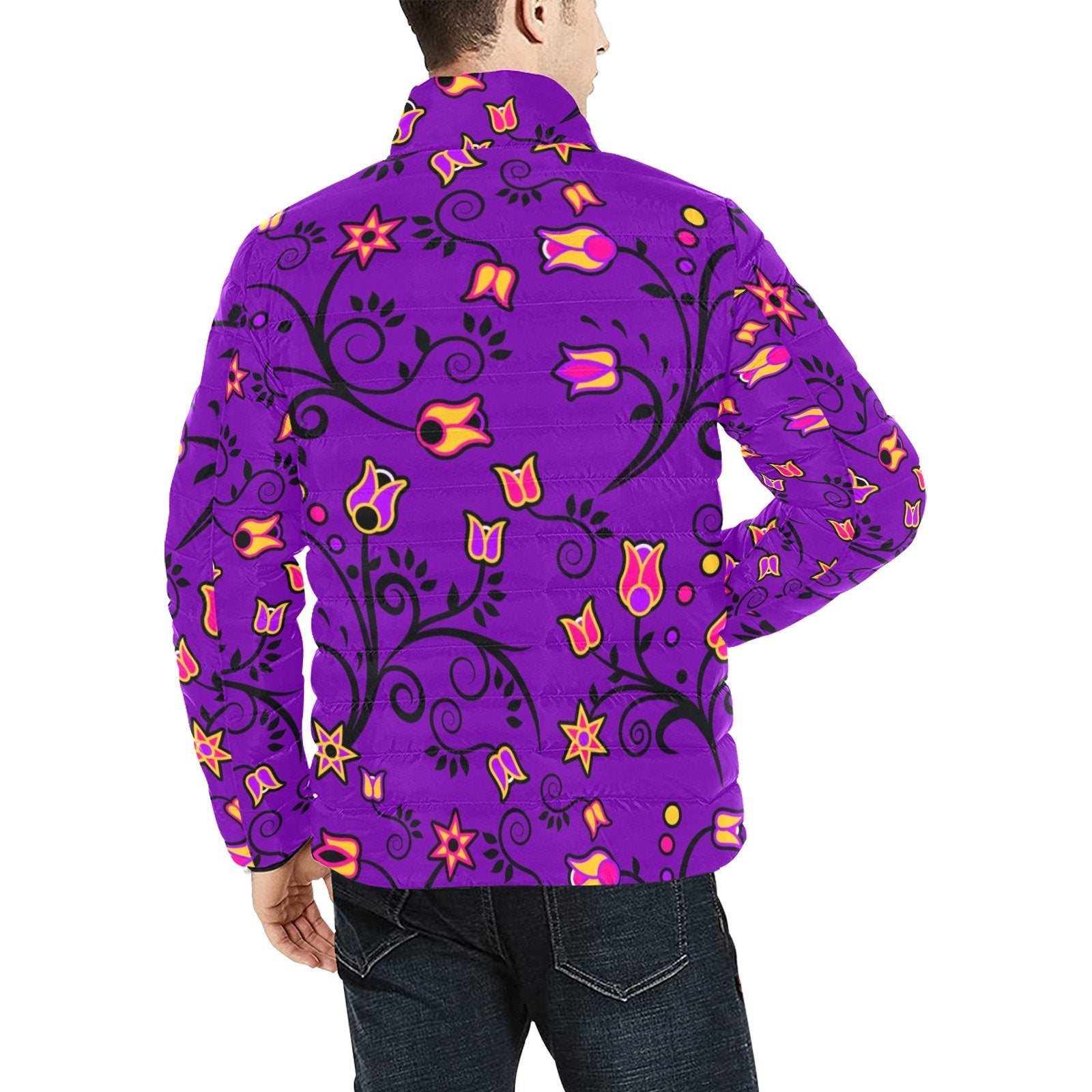 Lolipop Star Men's Stand Collar Padded Jacket (Model H41) Men's Stand Collar Padded Jacket (H41) e-joyer