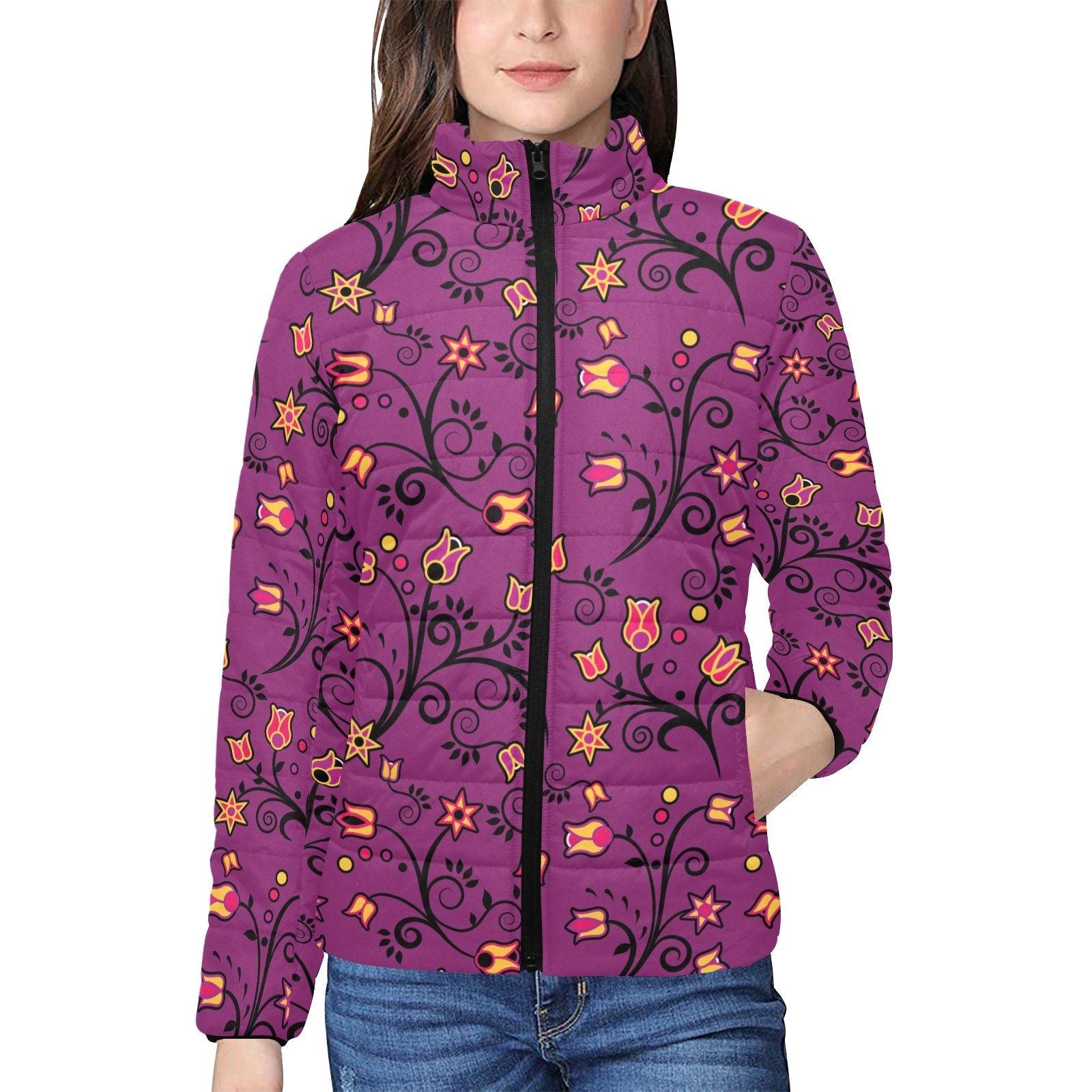 Lollipop Star Women's Stand Collar Padded Jacket (Model H41) jacket e-joyer