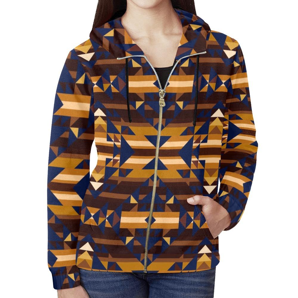 Marron Cloud All Over Print Full Zip Hoodie for Women (Model H14) hoodie e-joyer