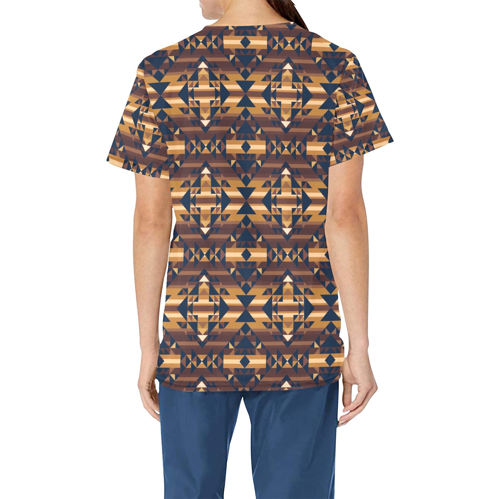 Marron Cloud All Over Print Scrub Top Scrub Top e-joyer