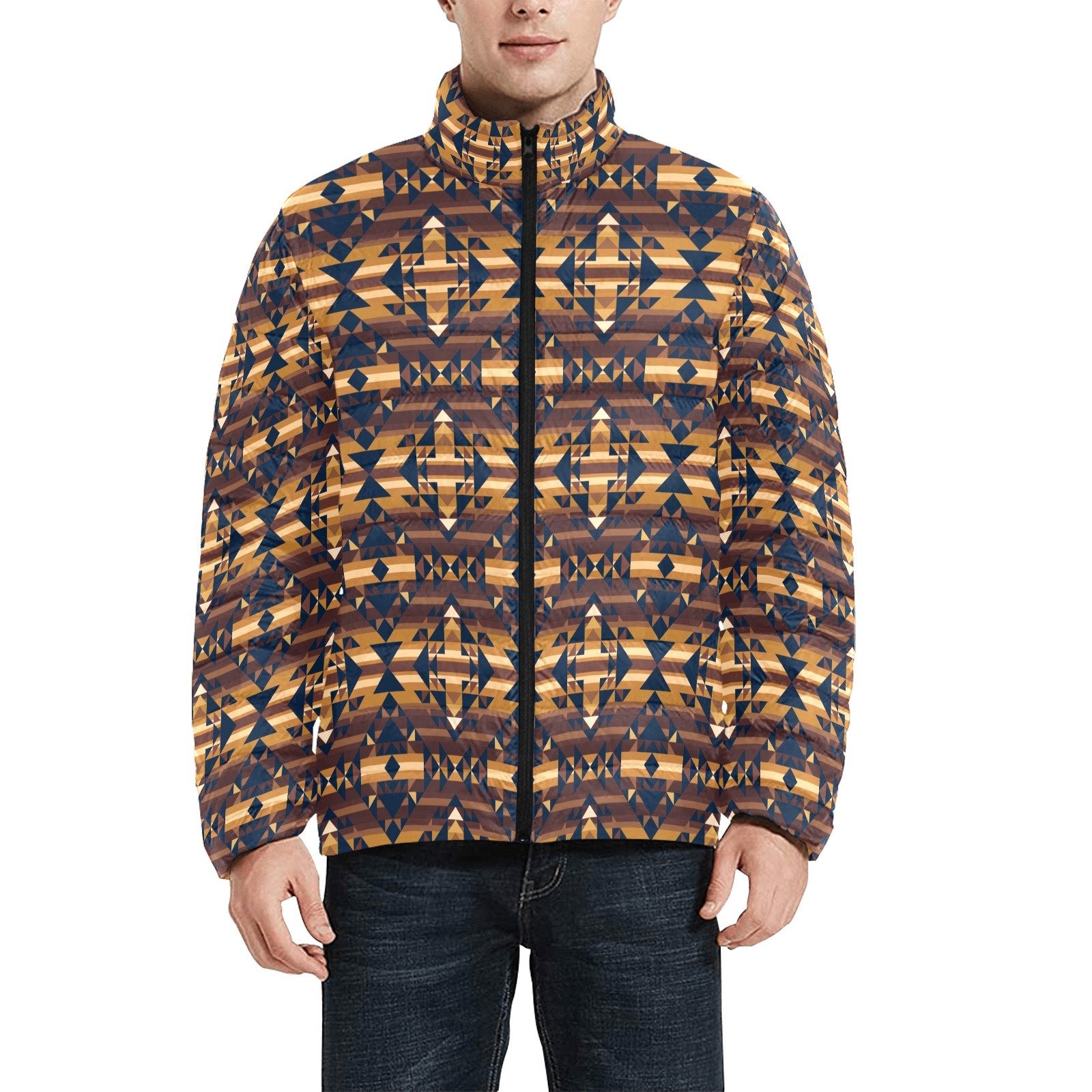 Marron Cloud Men's Stand Collar Padded Jacket (Model H41) jacket e-joyer