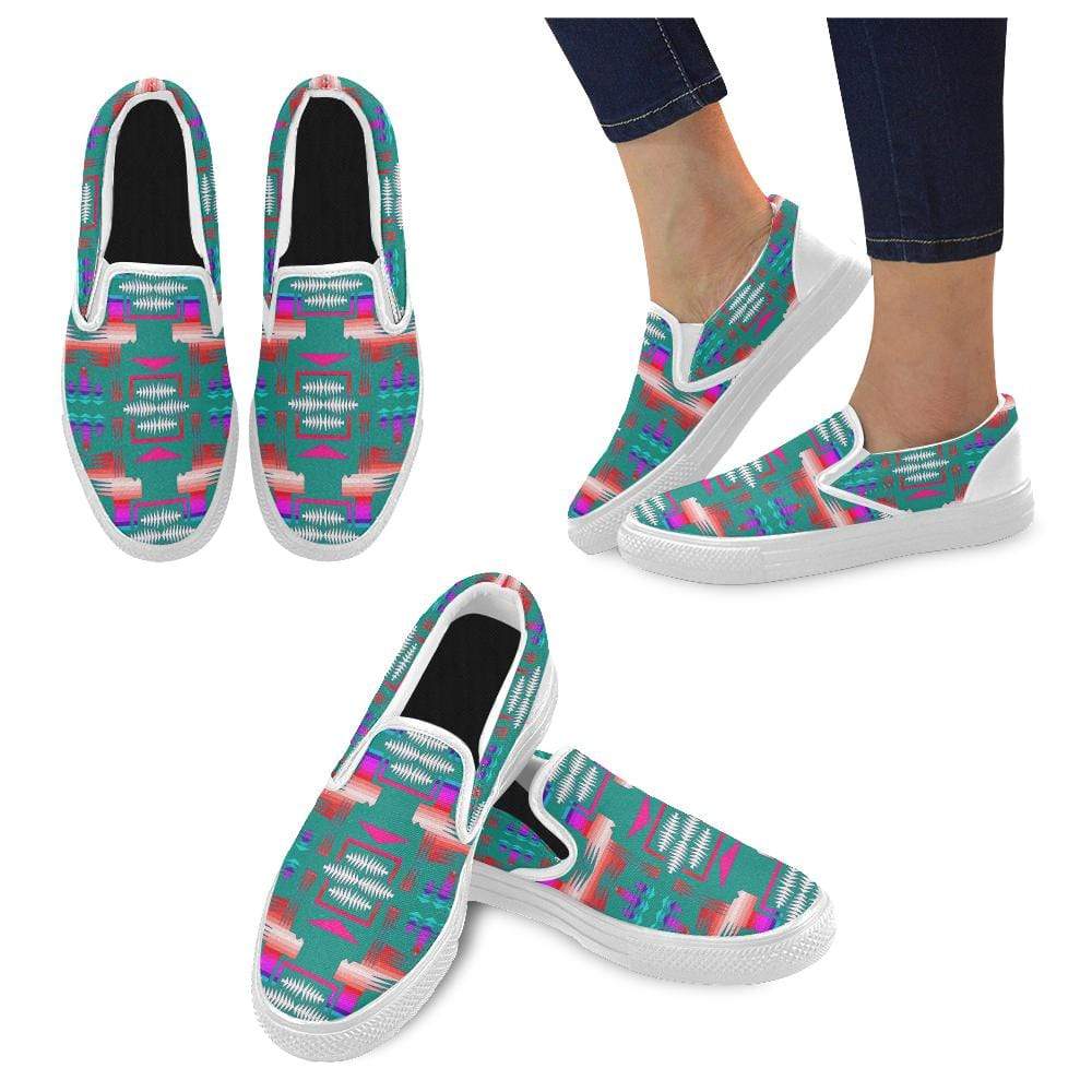 May Skies Sage Women's Unusual Slip-on Canvas Shoes (Model 019) Women's Unusual Slip-on Canvas Shoes (019) e-joyer