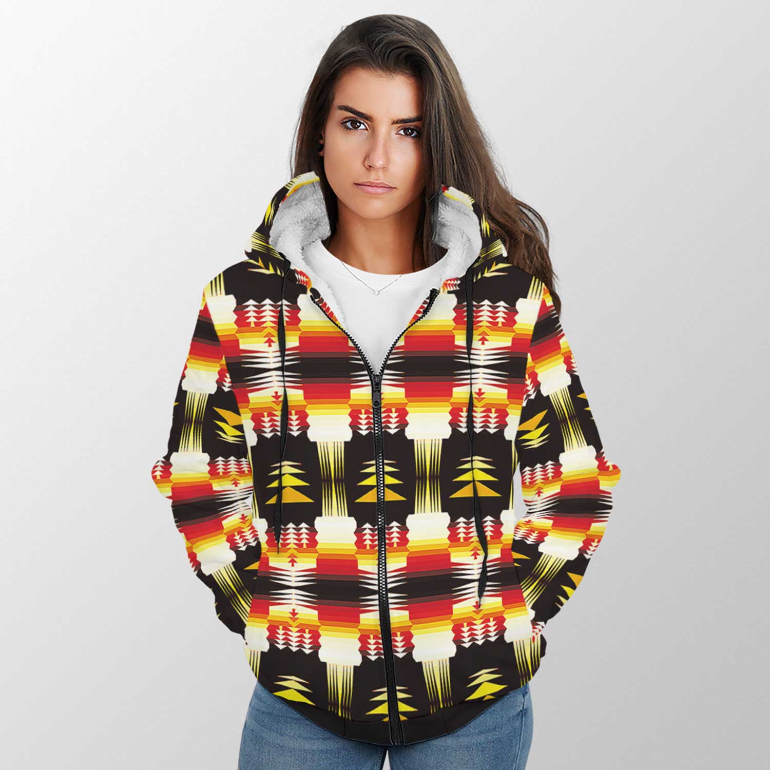 Medicine Wheel Sage Bearpaw Sherpa Hoodie 49 Dzine