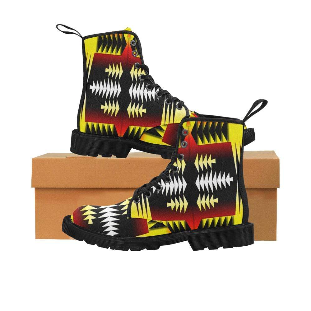 Medicine Wheel Strips Basketball Boots for Men (Black) (Model 1203H) Martin Boots for Men (Black) (1203H) e-joyer
