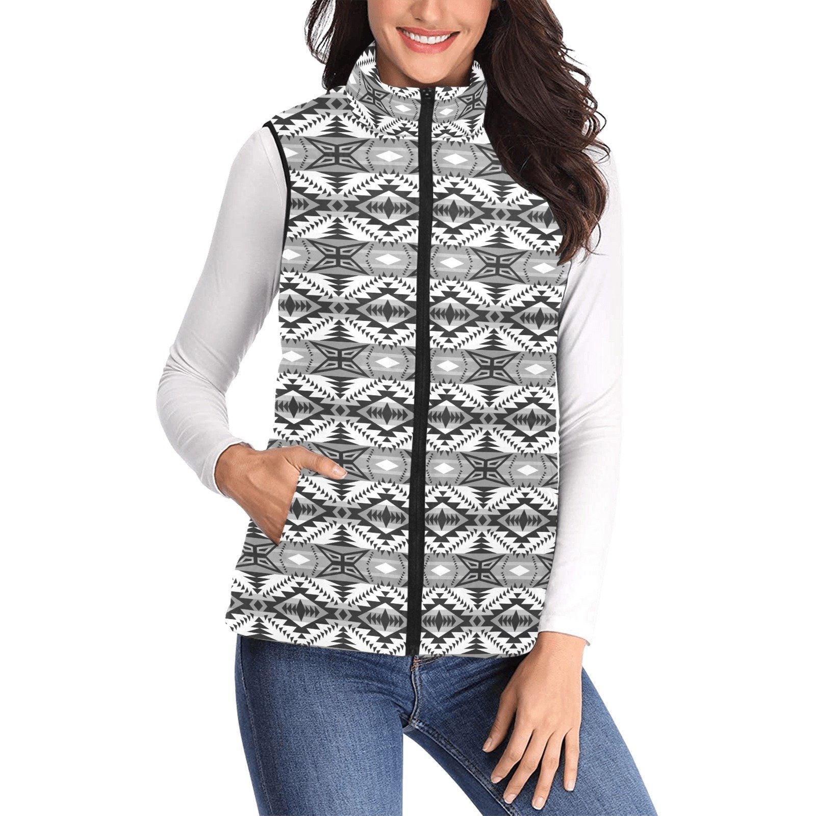 Mesa War Party Women's Padded Vest Jacket (Model H44) Women's Padded Vest Jacket (H44) e-joyer