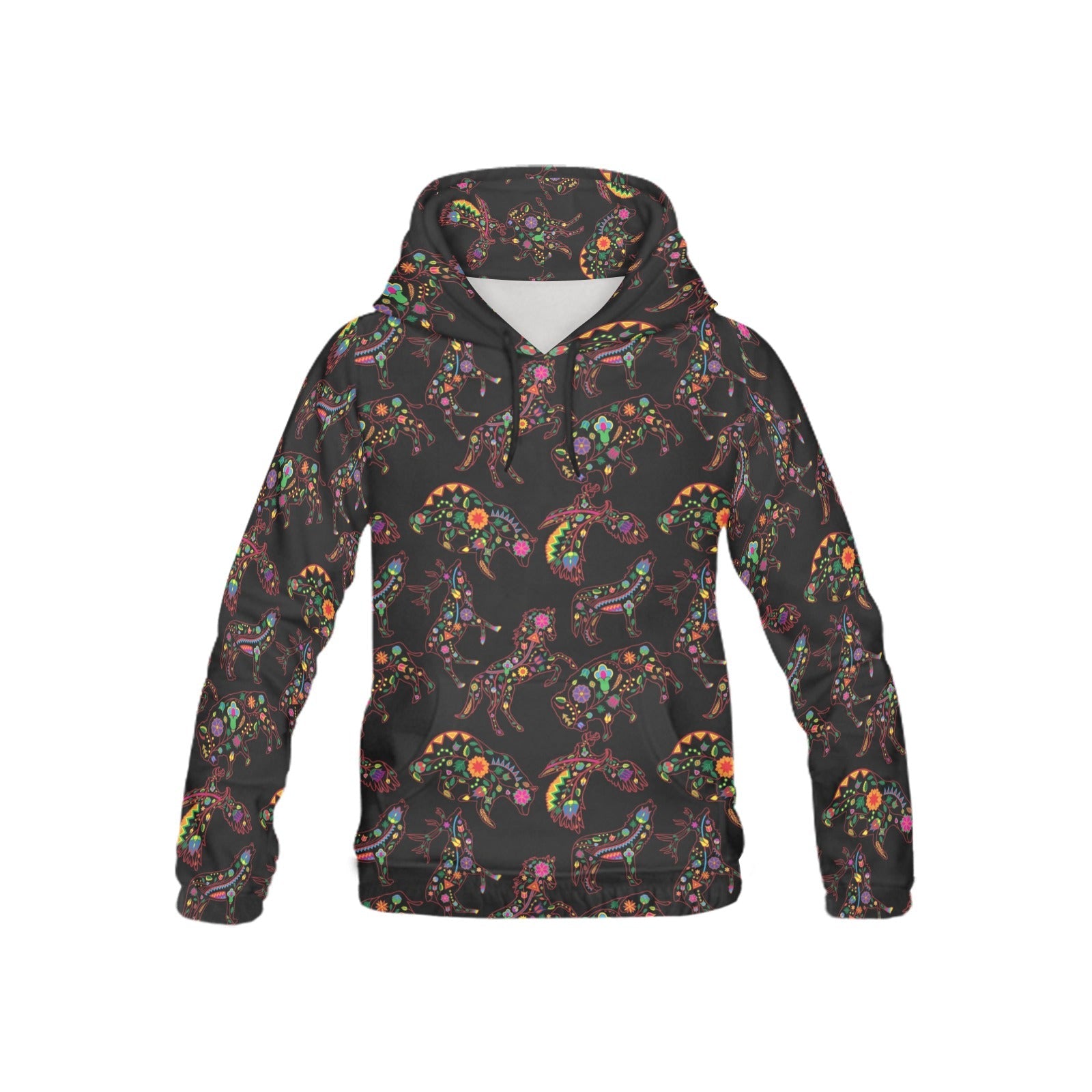 Neon Floral Animals All Over Print Hoodie for Kid (USA Size) (Model H13) All Over Print Hoodie for Kid (H13) e-joyer