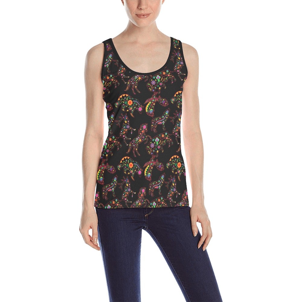 Neon Floral Animals All Over Print Tank Top for Women (Model T43) All Over Print Tank Top for Women (T43) e-joyer