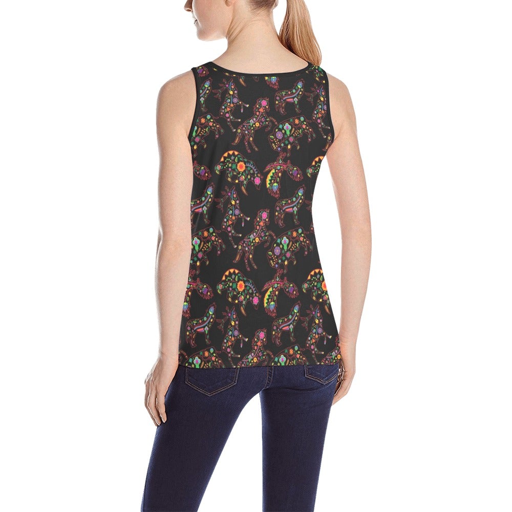 Neon Floral Animals All Over Print Tank Top for Women (Model T43) All Over Print Tank Top for Women (T43) e-joyer
