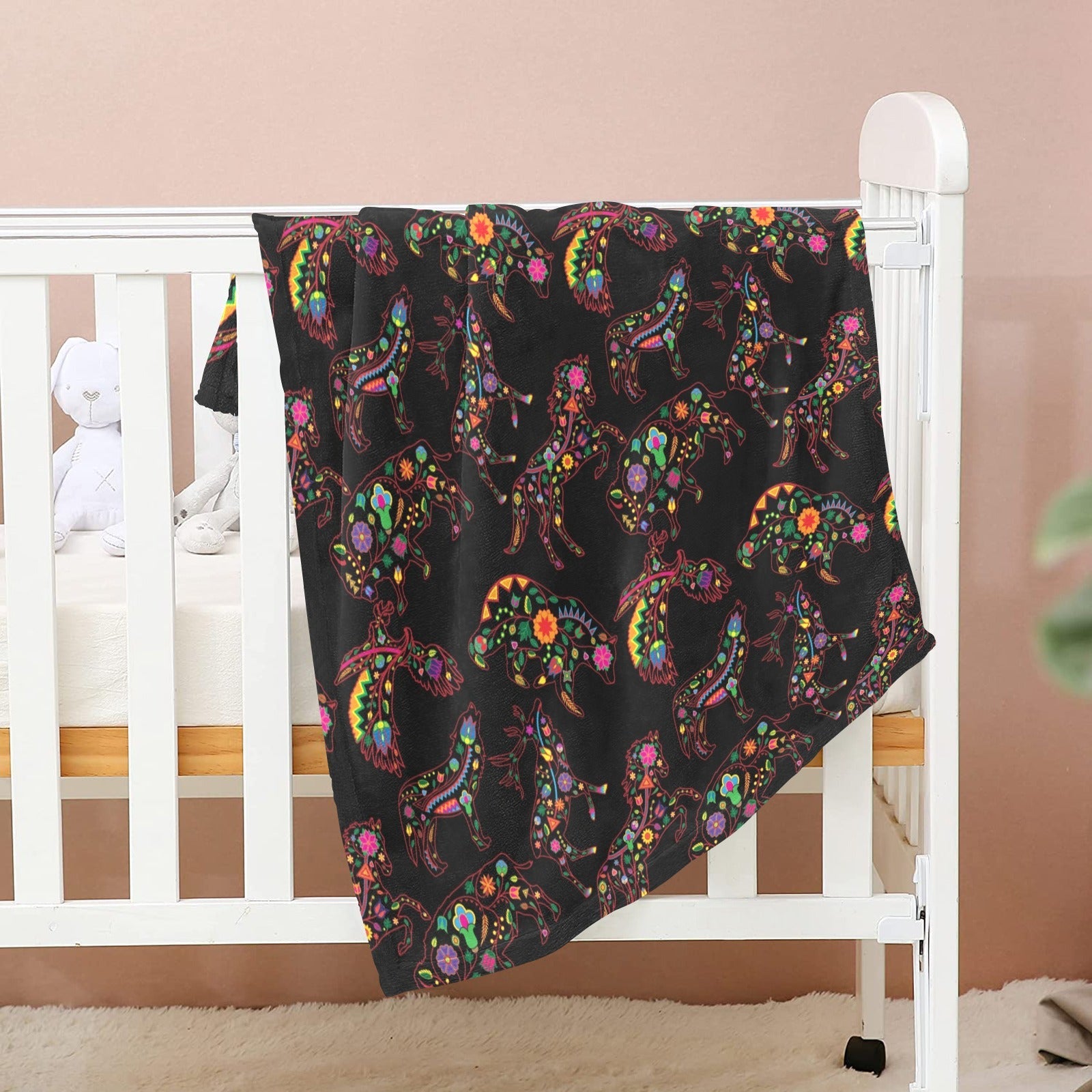 Neon Floral Animals Baby Blanket 30"x40" Baby Blanket 30"x40" e-joyer