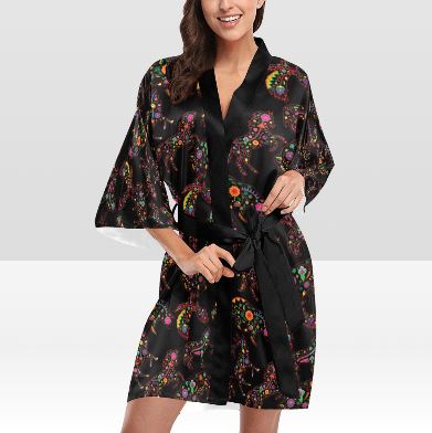 Neon Floral Animals Kimono Robe Artsadd