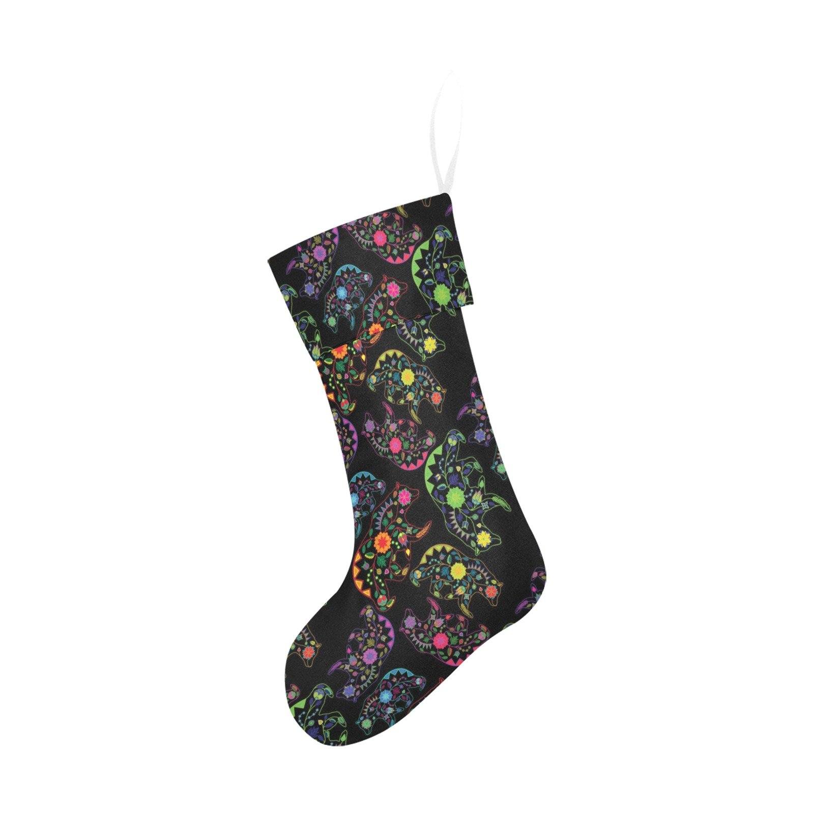 Neon Floral Bears Christmas Stocking holiday stocking e-joyer