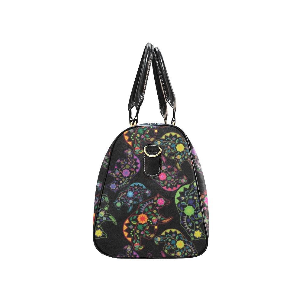 Neon Floral Bears New Waterproof Travel Bag/Small (Model 1639) bag e-joyer