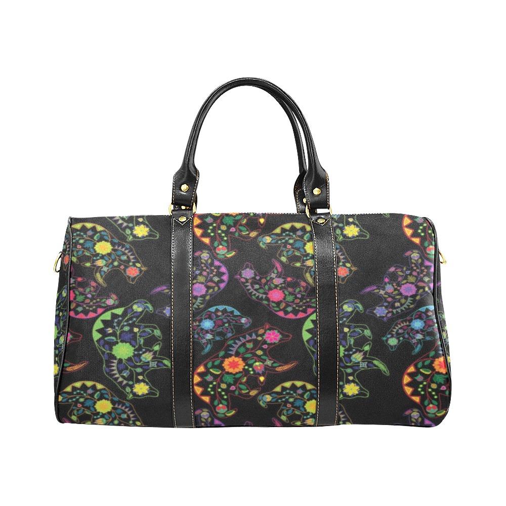 Neon Floral Bears New Waterproof Travel Bag/Small (Model 1639) bag e-joyer