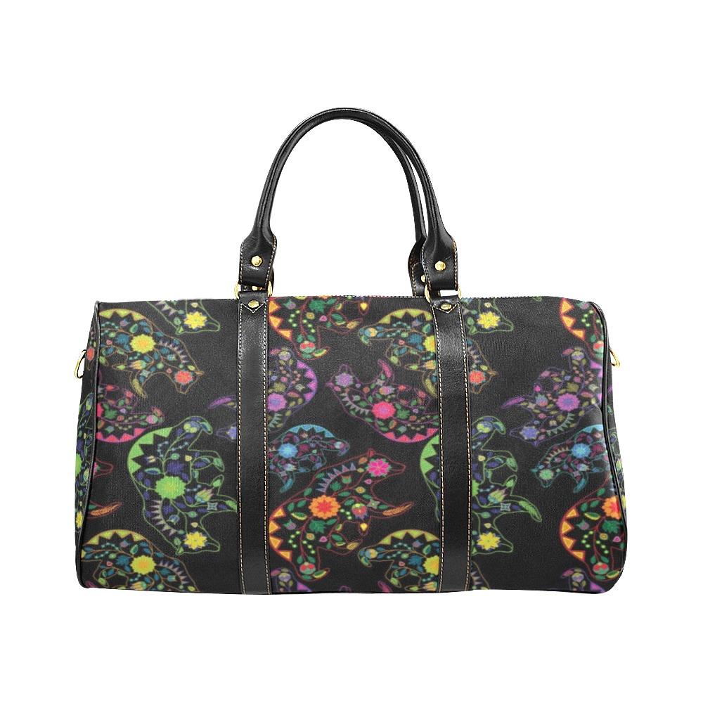 Neon Floral Bears New Waterproof Travel Bag/Small (Model 1639) bag e-joyer