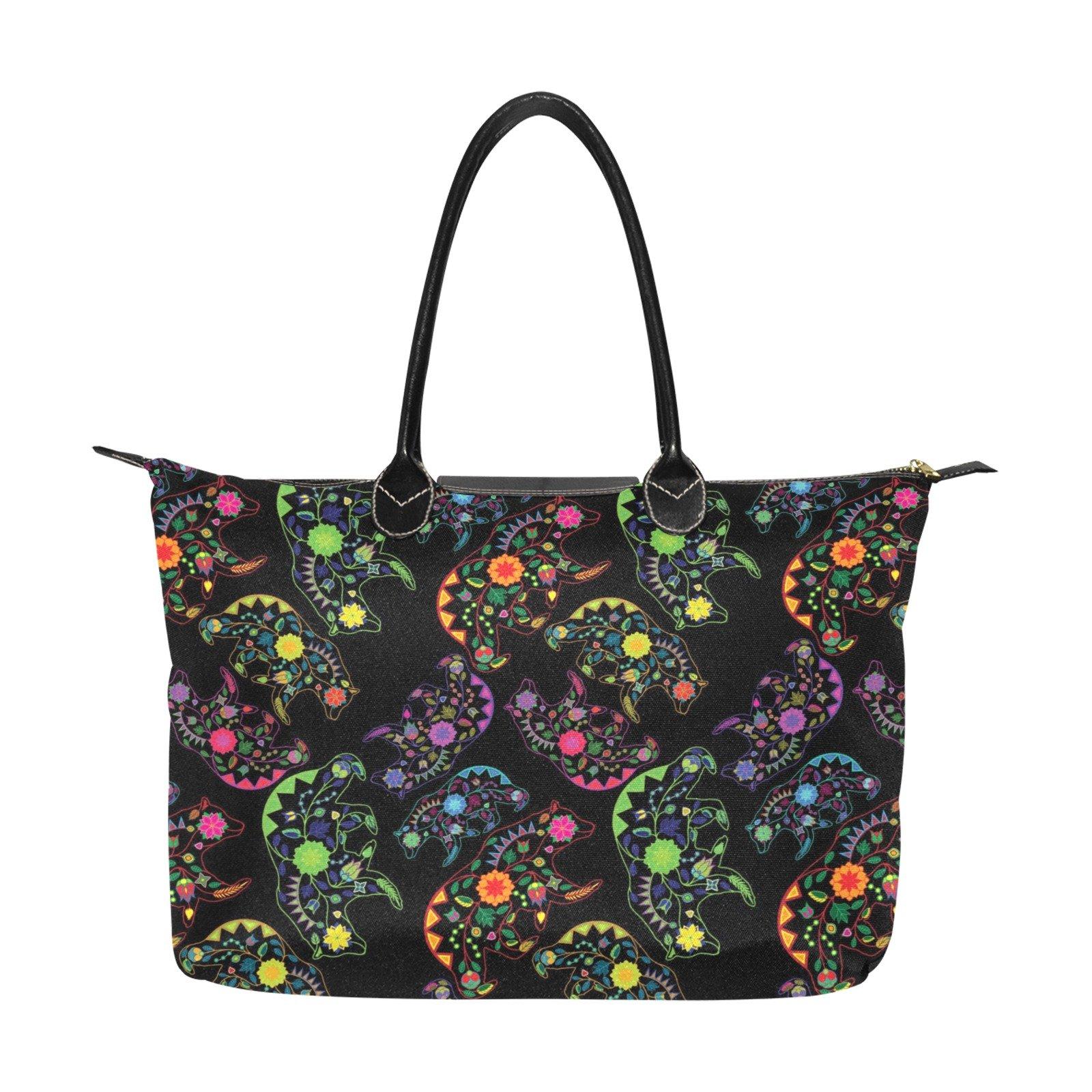Neon Floral Bears Single-Shoulder Lady Handbag (Model 1714) bag e-joyer