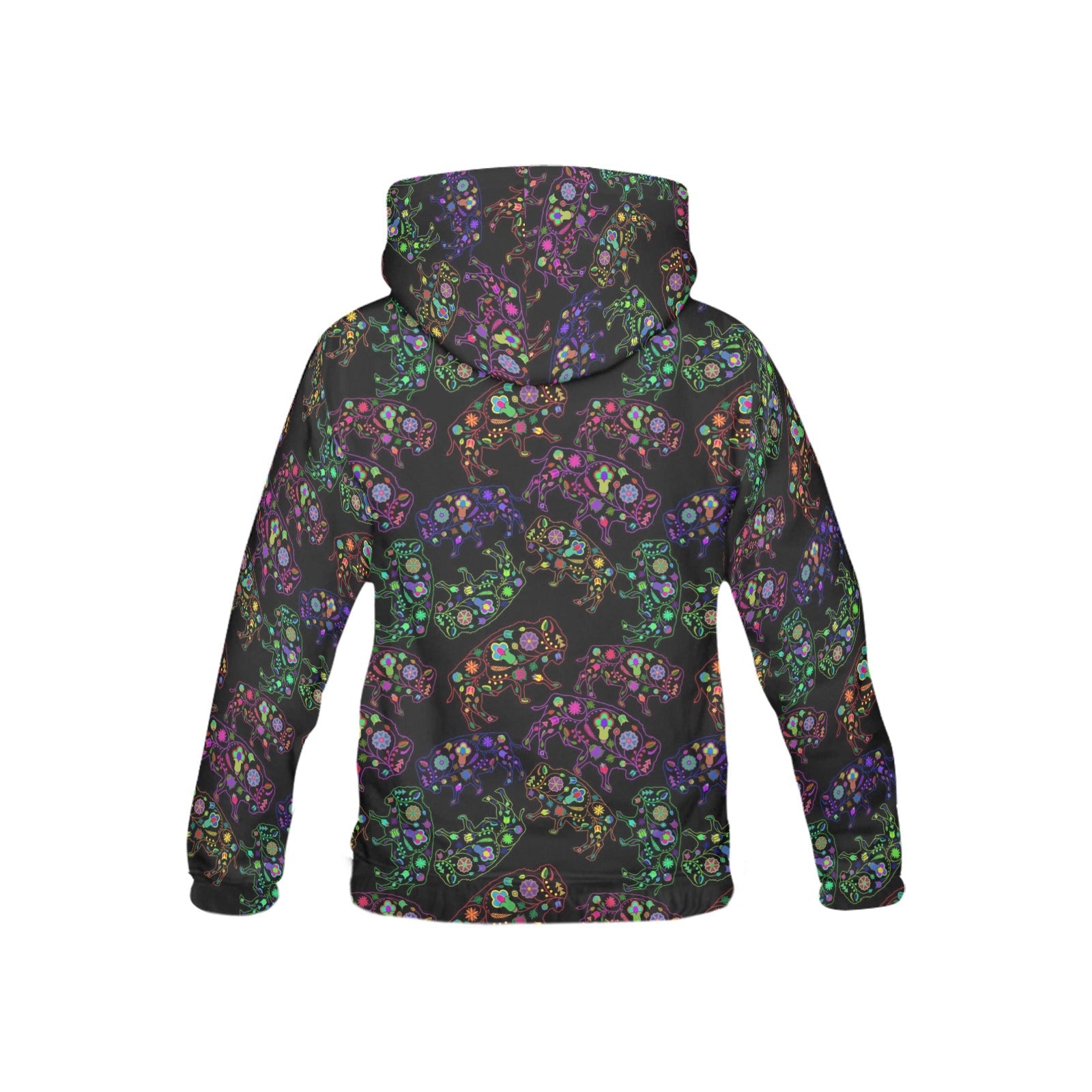 Neon Floral Buffalos All Over Print Hoodie for Kid (USA Size) (Model H13) All Over Print Hoodie for Kid (H13) e-joyer