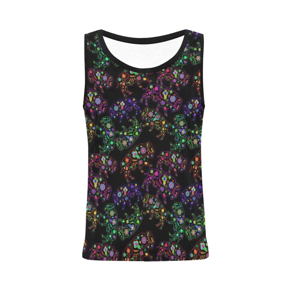 Neon Floral Buffalos All Over Print Tank Top for Women (Model T43) All Over Print Tank Top for Women (T43) e-joyer