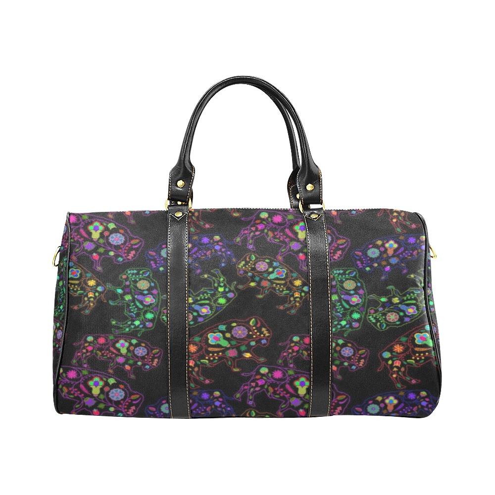 Neon Floral Buffalos New Waterproof Travel Bag/Small (Model 1639) bag e-joyer