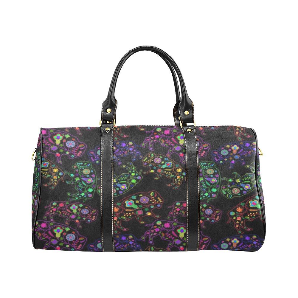 Neon Floral Buffalos New Waterproof Travel Bag/Small (Model 1639) bag e-joyer