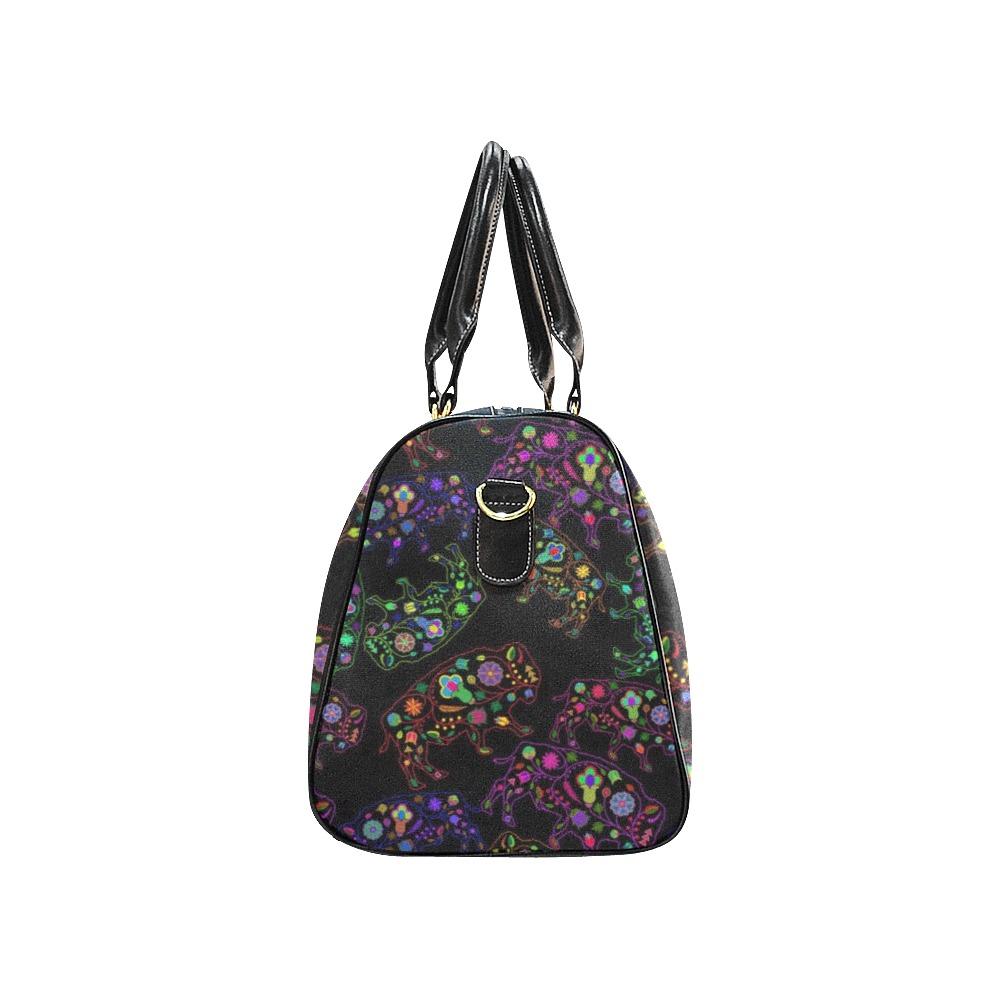 Neon Floral Buffalos New Waterproof Travel Bag/Small (Model 1639) bag e-joyer