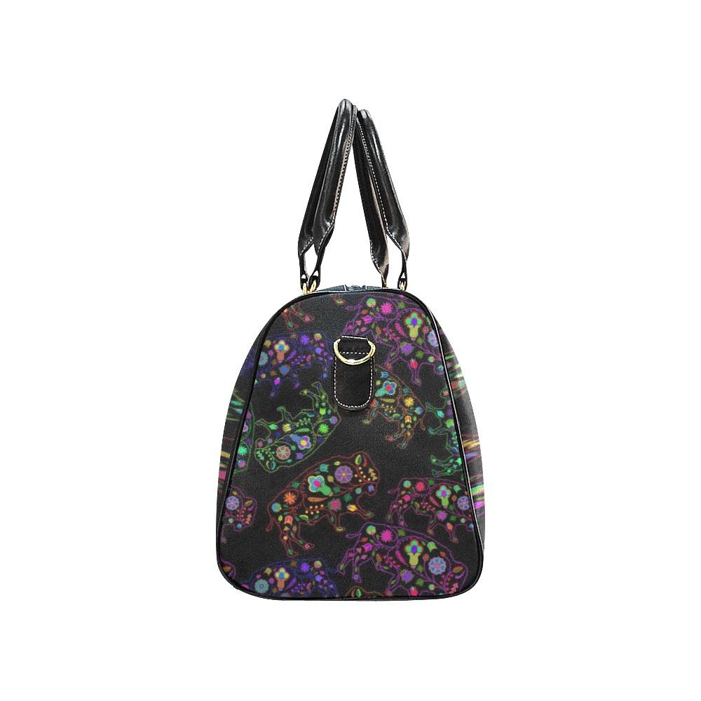Neon Floral Buffalos New Waterproof Travel Bag/Small (Model 1639) bag e-joyer