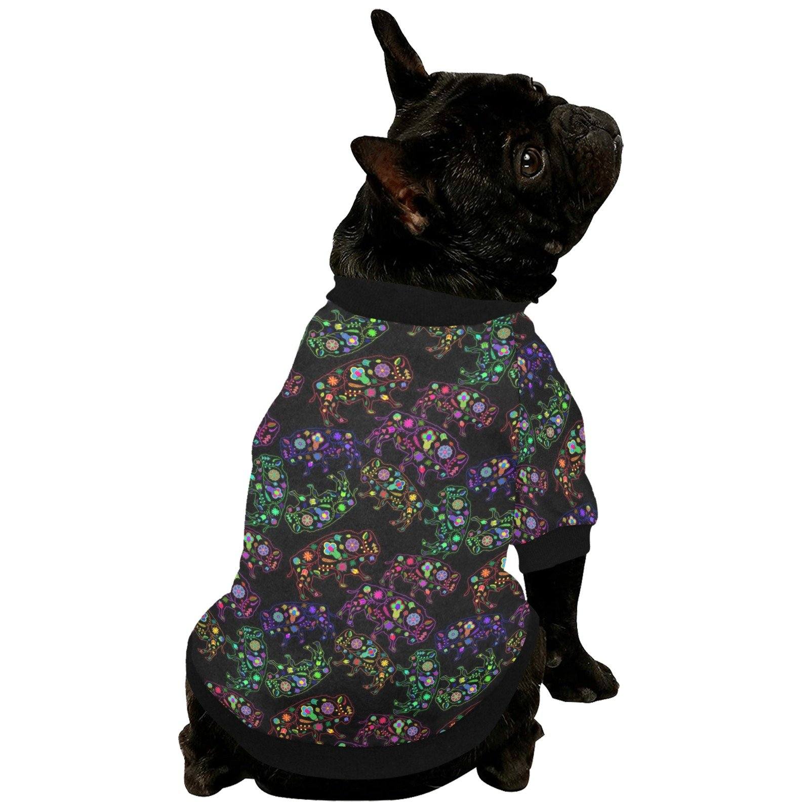 Neon Floral Buffalos Pet Dog Round Neck Shirt Pet Dog Round Neck Shirt e-joyer