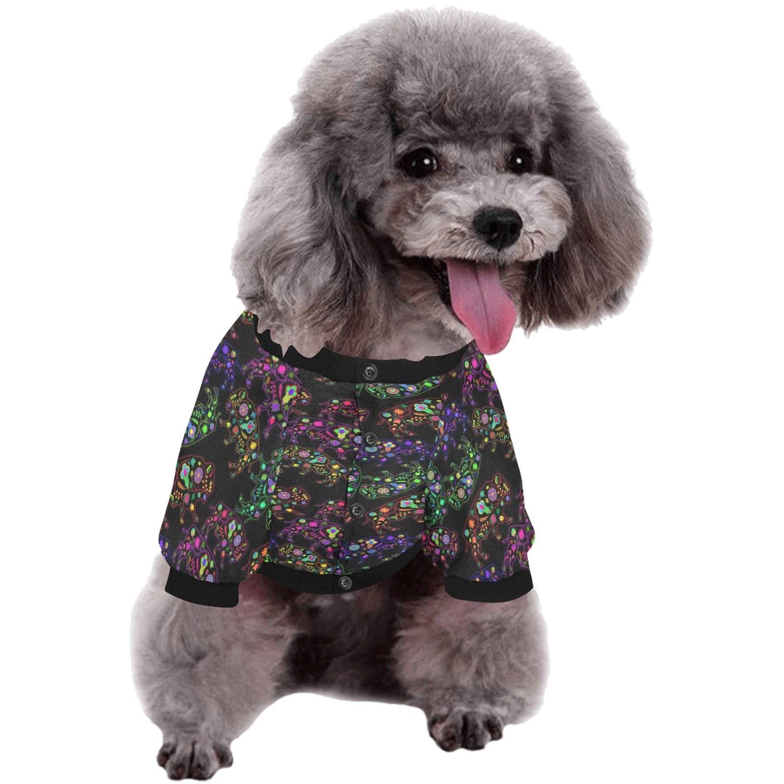 Neon Floral Buffalos Pet Dog Round Neck Shirt Pet Dog Round Neck Shirt e-joyer