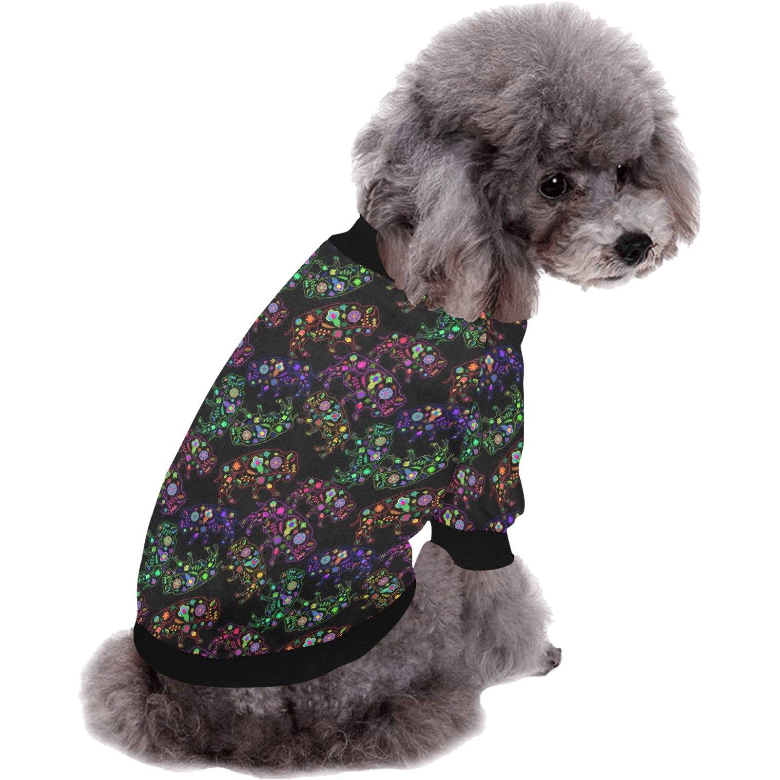 Neon Floral Buffalos Pet Dog Round Neck Shirt Pet Dog Round Neck Shirt e-joyer