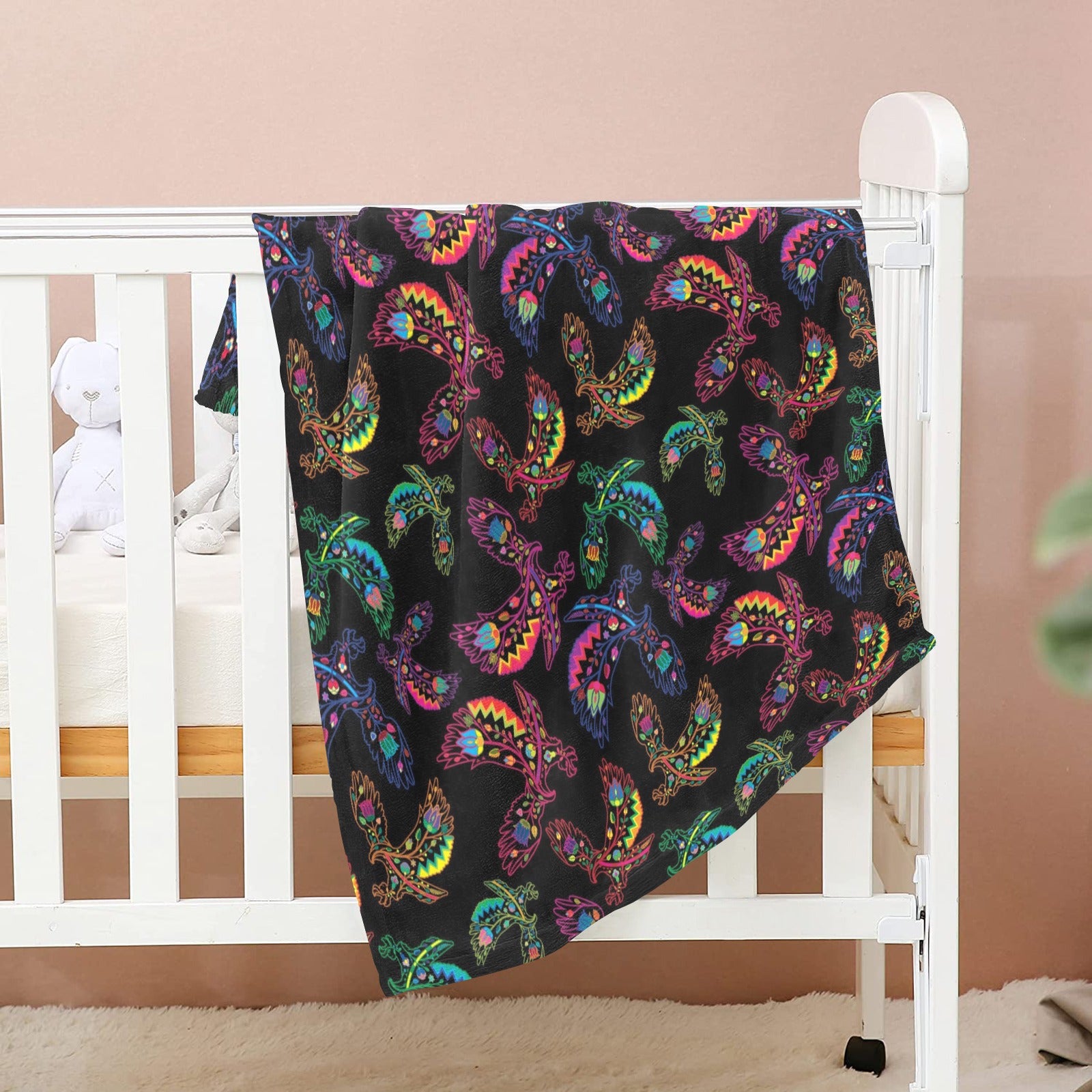 Neon Floral Eagles Baby Blanket 30"x40" Baby Blanket 30"x40" e-joyer