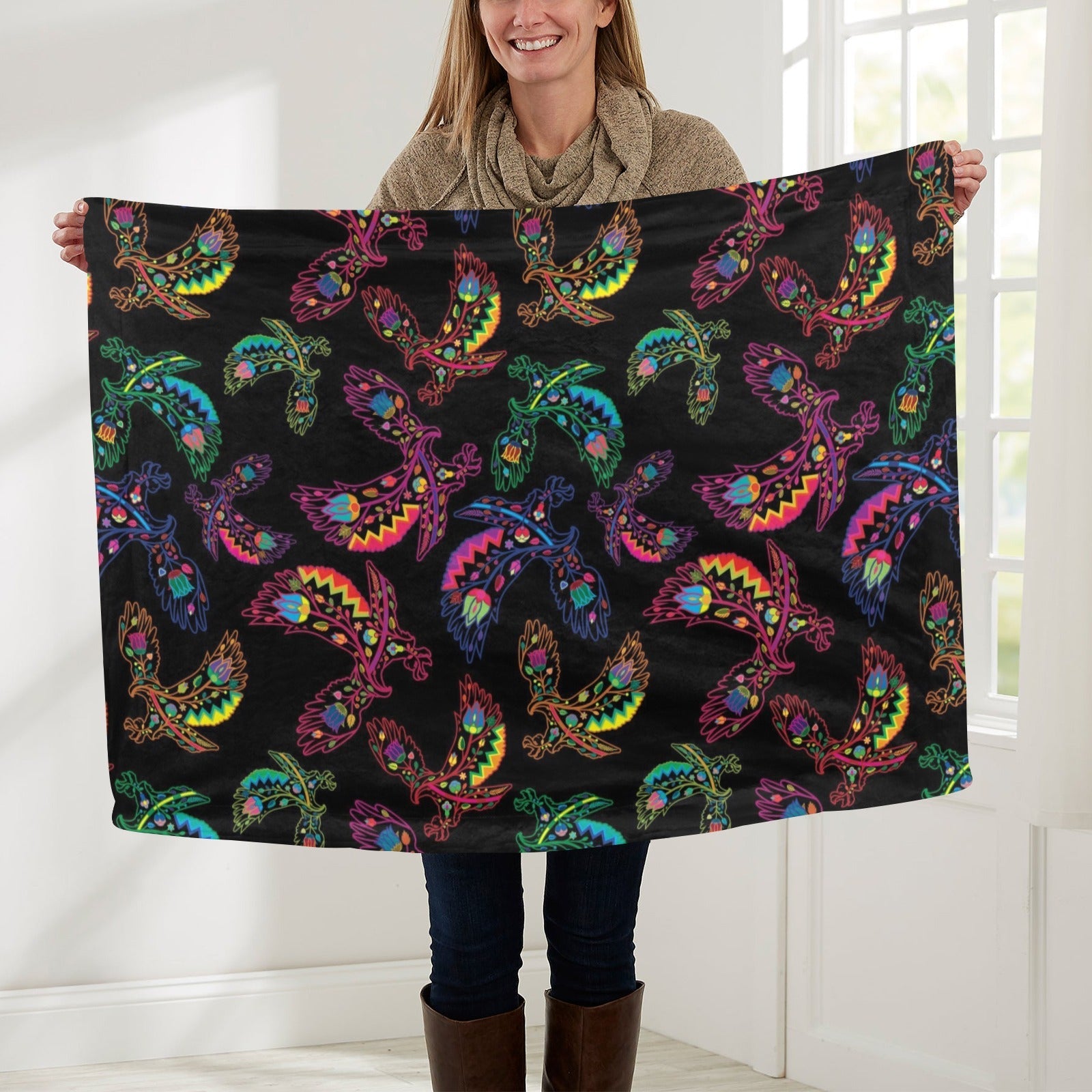 Neon Floral Eagles Baby Blanket 30"x40" Baby Blanket 30"x40" e-joyer