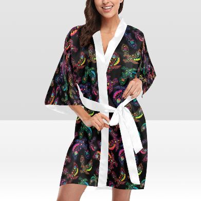 Neon Floral Eagles Kimono Robe Artsadd