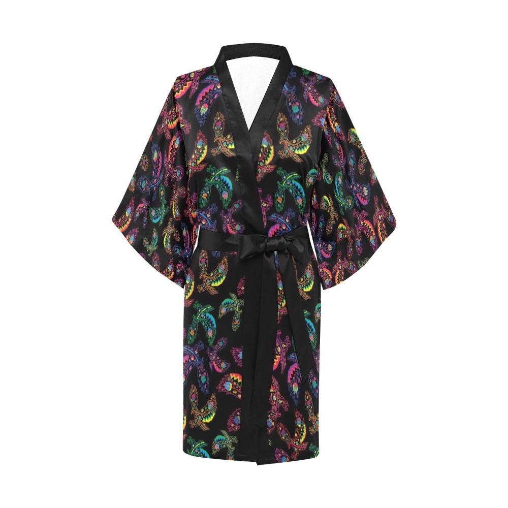 Neon Floral Eagles Kimono Robe Artsadd