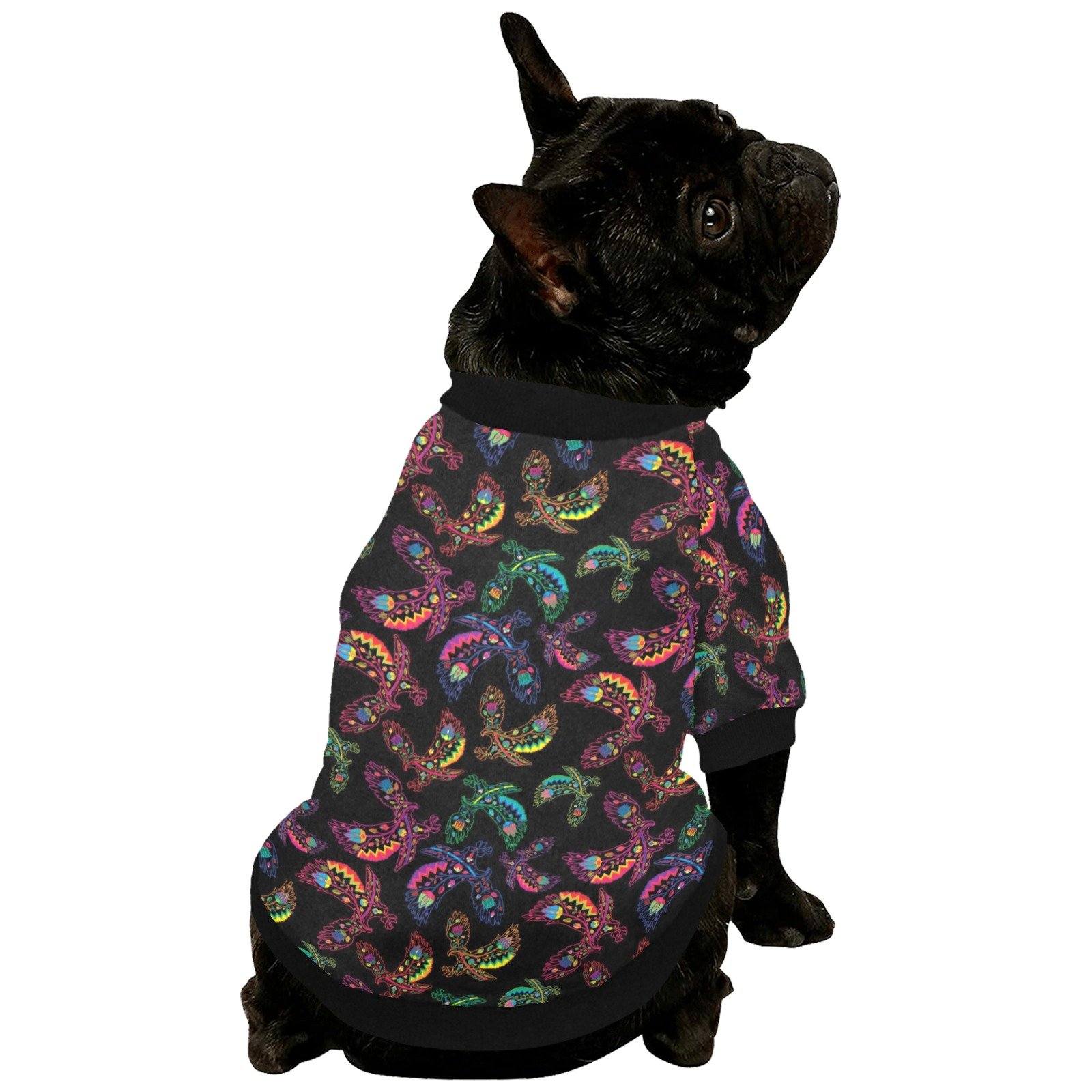 Neon Floral Eagles Pet Dog Round Neck Shirt Pet Dog Round Neck Shirt e-joyer
