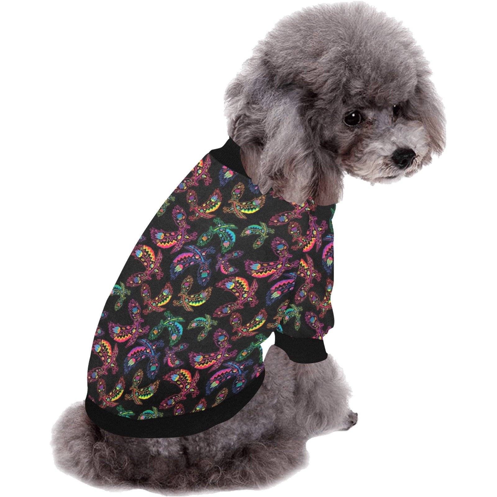 Neon Floral Eagles Pet Dog Round Neck Shirt Pet Dog Round Neck Shirt e-joyer