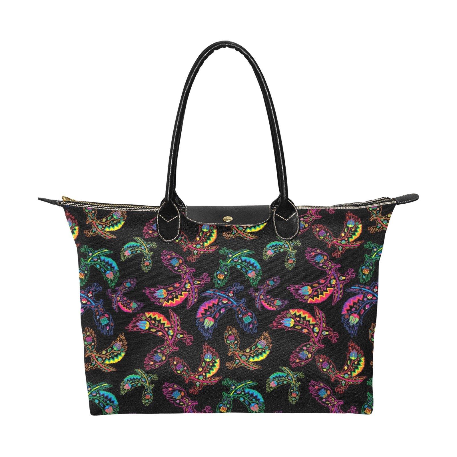 Neon Floral Eagles Single-Shoulder Lady Handbag (Model 1714) bag e-joyer
